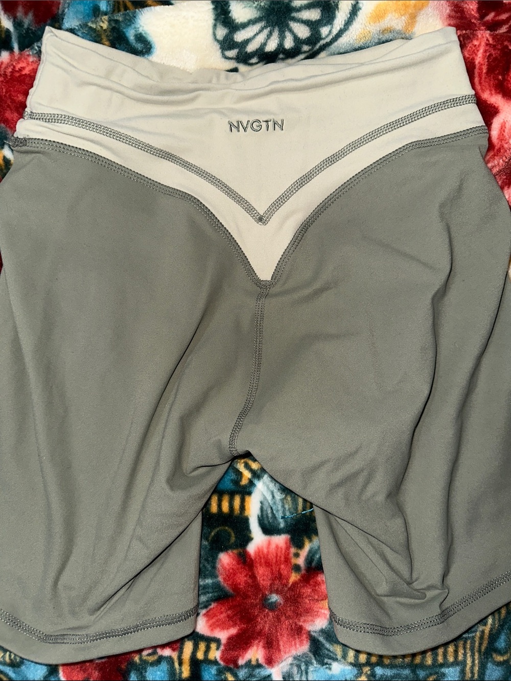 NVGTN Two-Tone Gray and Cream High-Waist Bike Shorts